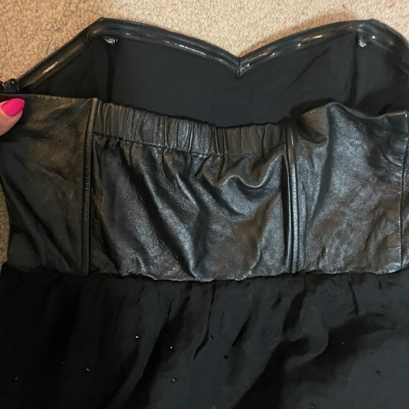 Boundary & Co Black faux leather top and chiffon bottom dress size Medium - Picture 6 of 12